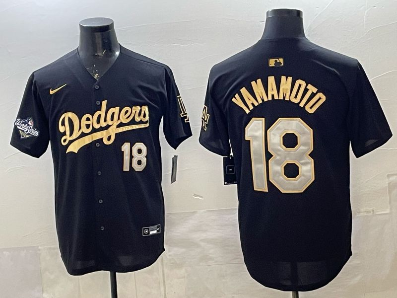 Men 2026 Nike Los Angeles Dodgers #18 Yamamoto Black Game MLB Jersey 030